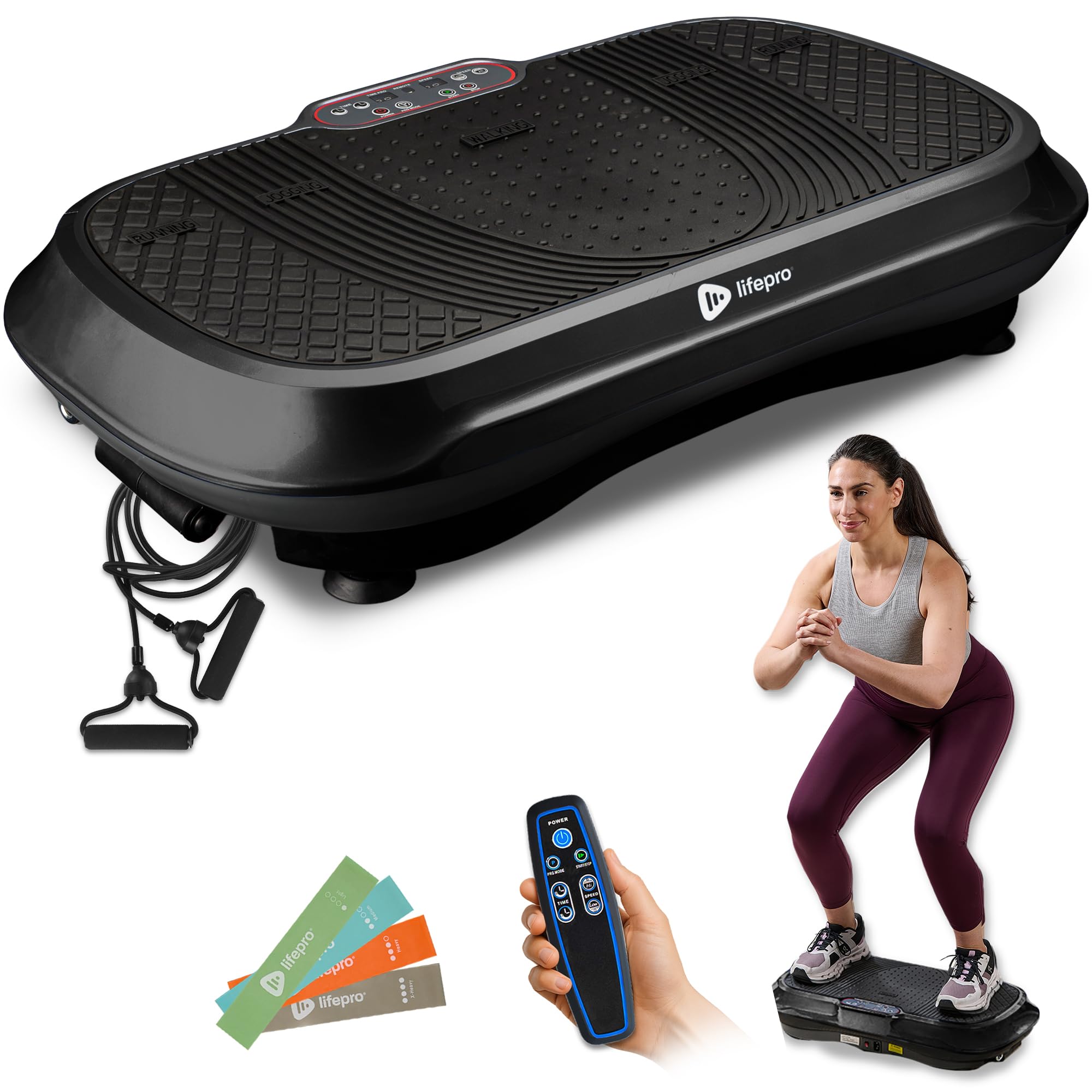 Lifepro Waver Vibration Plate Exercise Machine – High-Intensity Vibration for Muscle Activation, Full-Body Workout Vibrating Platform with Loop Bands, Fitness Equipment for Strength Toning & Fat Loss